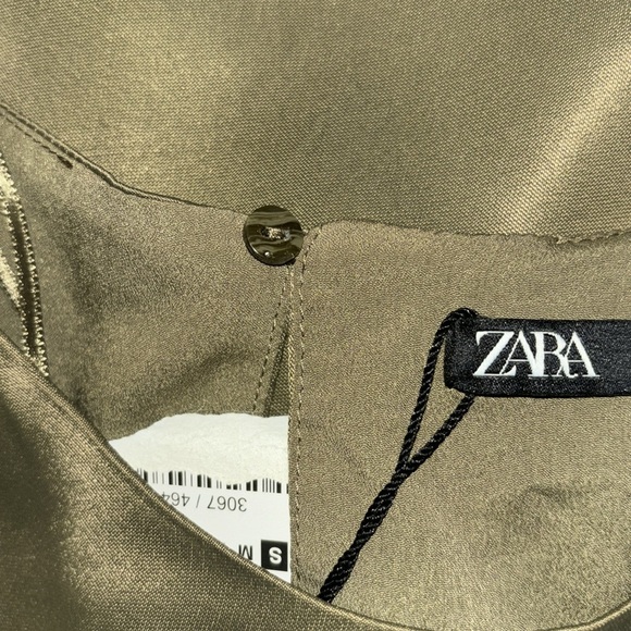 ZARA satin olive green tied long sleeve crop top in women’s small - Picture 12 of 12